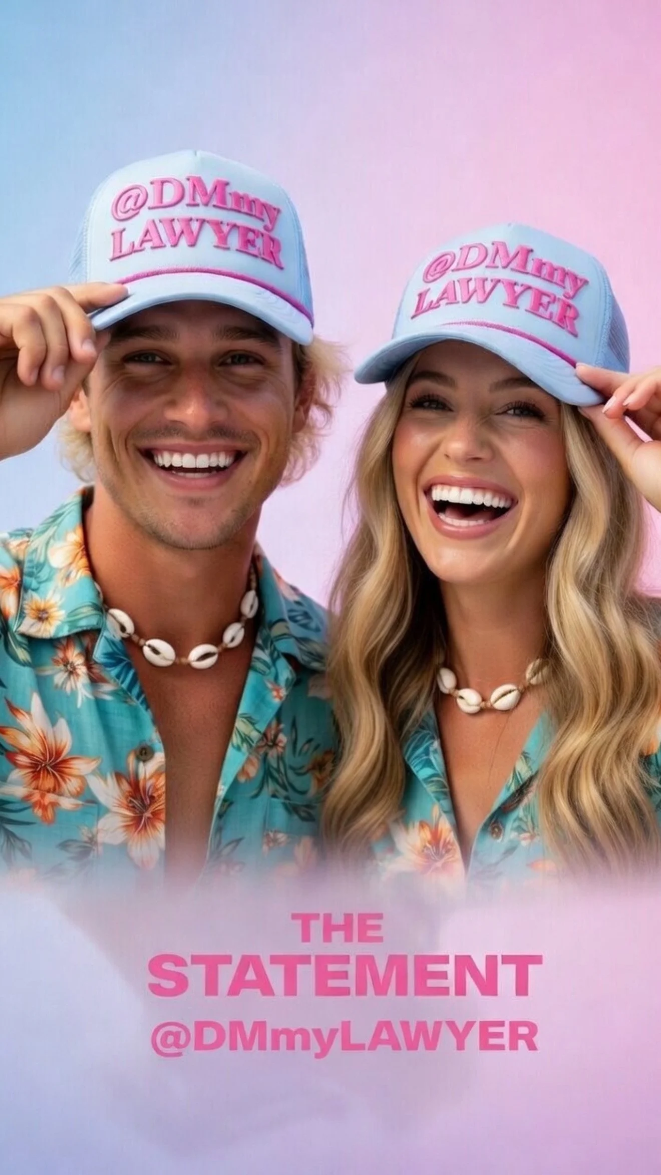 PINK/BLUE @DMmyLAWYER Puff Trucker Hat