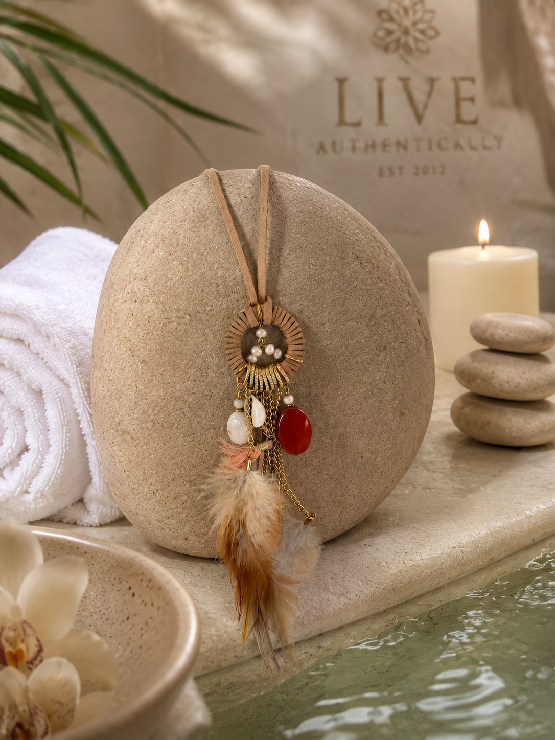 Adjustable Multi Stone Suede Necklace