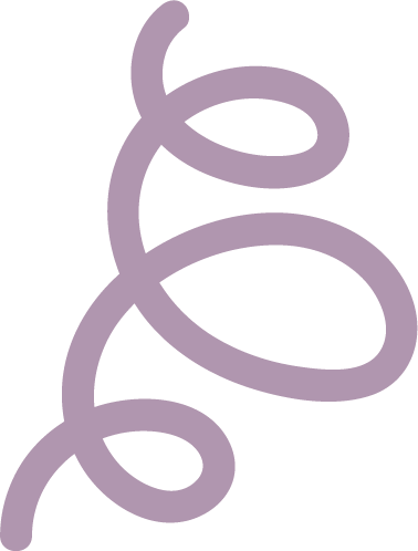 A simple, abstract, purple curly line design.