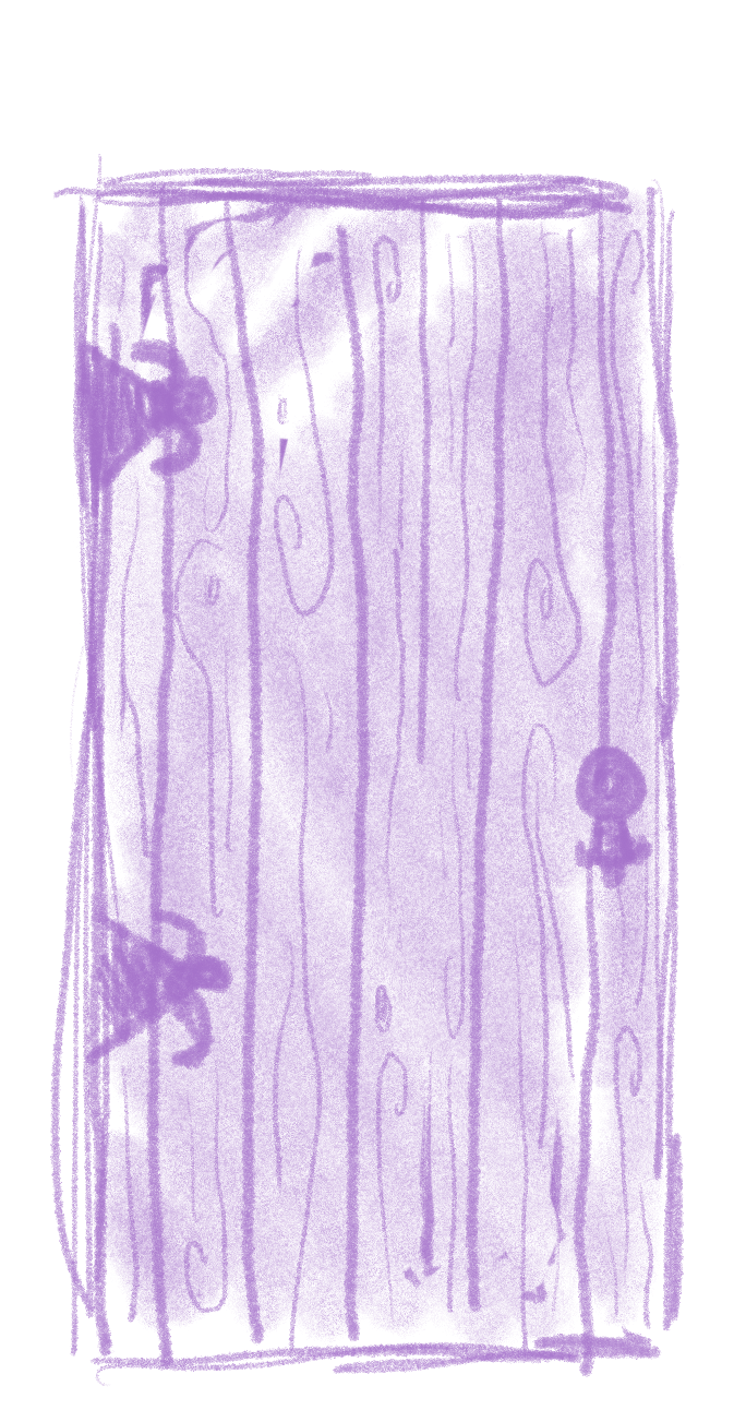 Sketch of purple wooden door