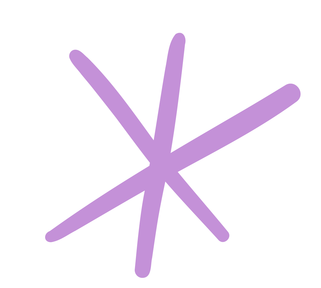 A purple star-shaped graphic