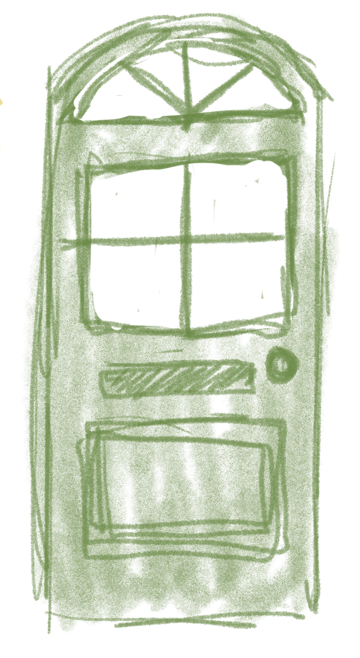 Sketch of a green door