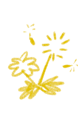 A simple crayon drawing of yellow flowers
