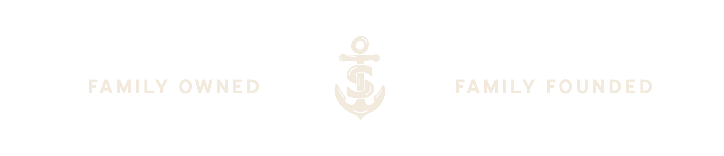 Logo with the words 'Family Owned' on the left and 'Family Founded' on the right, separated by a nautical anchor symbol