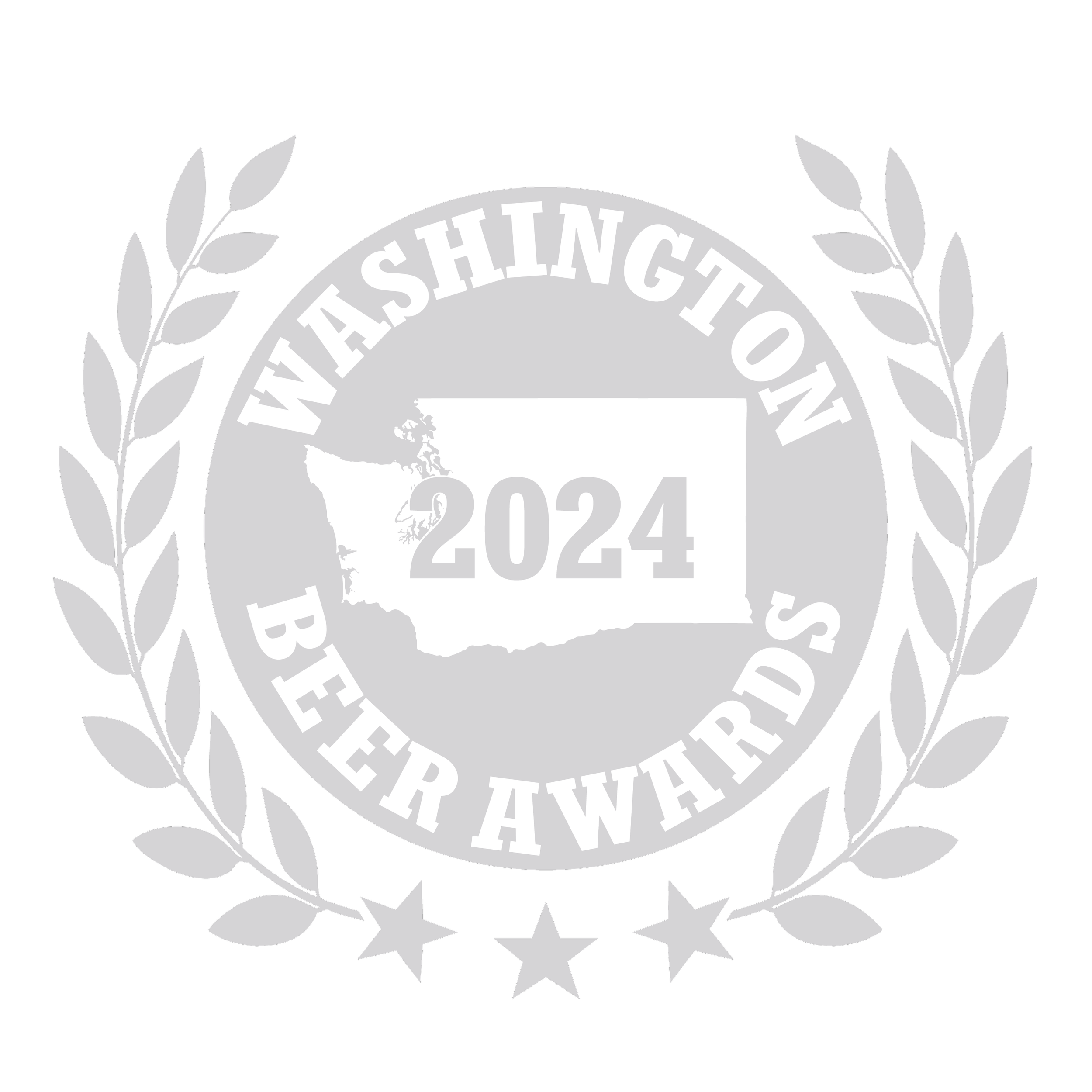 Black and white presidential seal of the United States with laurel branches, stars, and the year 2024.