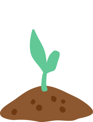 A small green plant sprout emerging from brown soil.