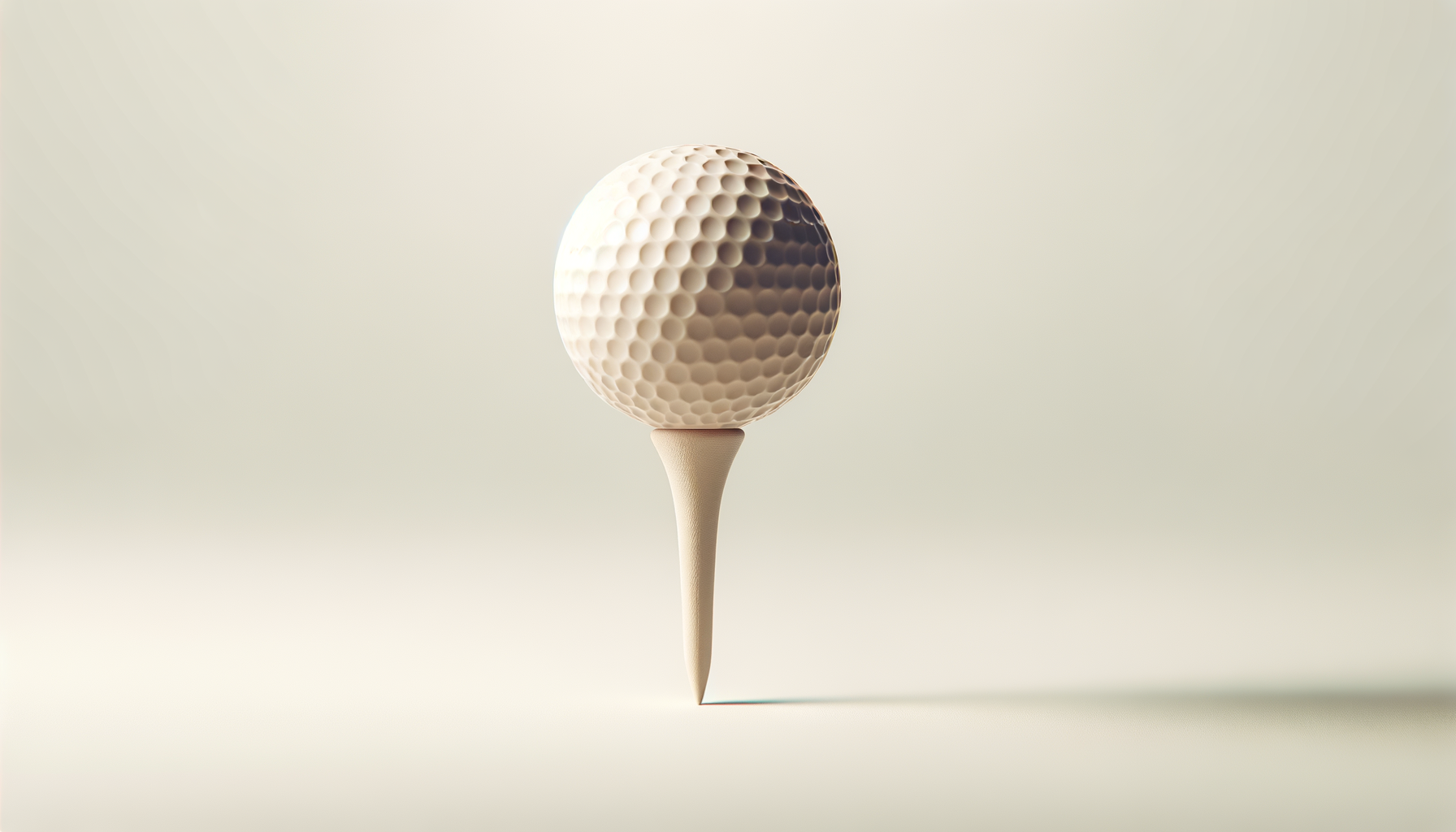 Golf ball on a tee against a neutral background.
