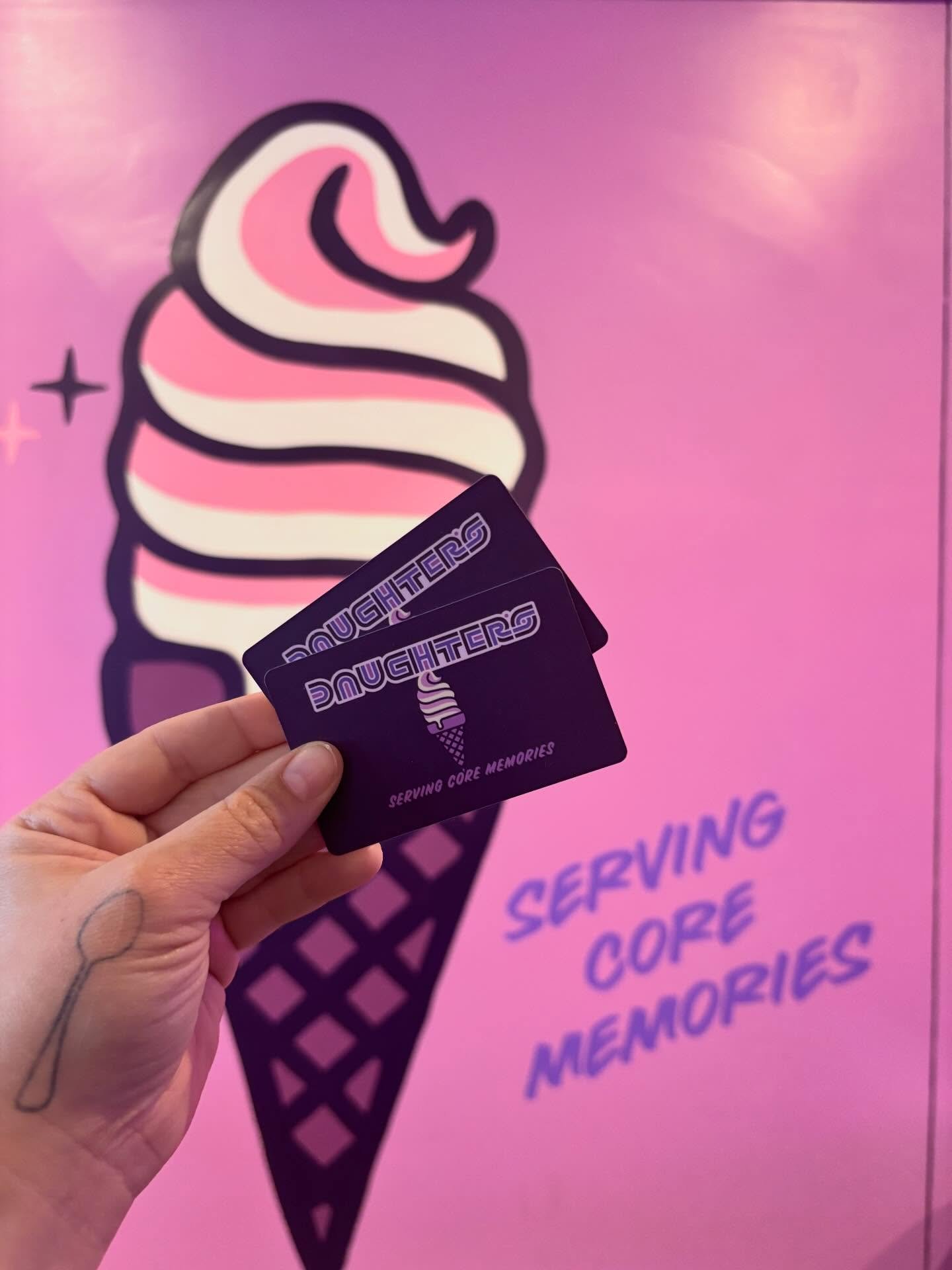 Gift cards are here!!! Stop by and grab a sweet treat for someone special in your life! 💜🍦💜