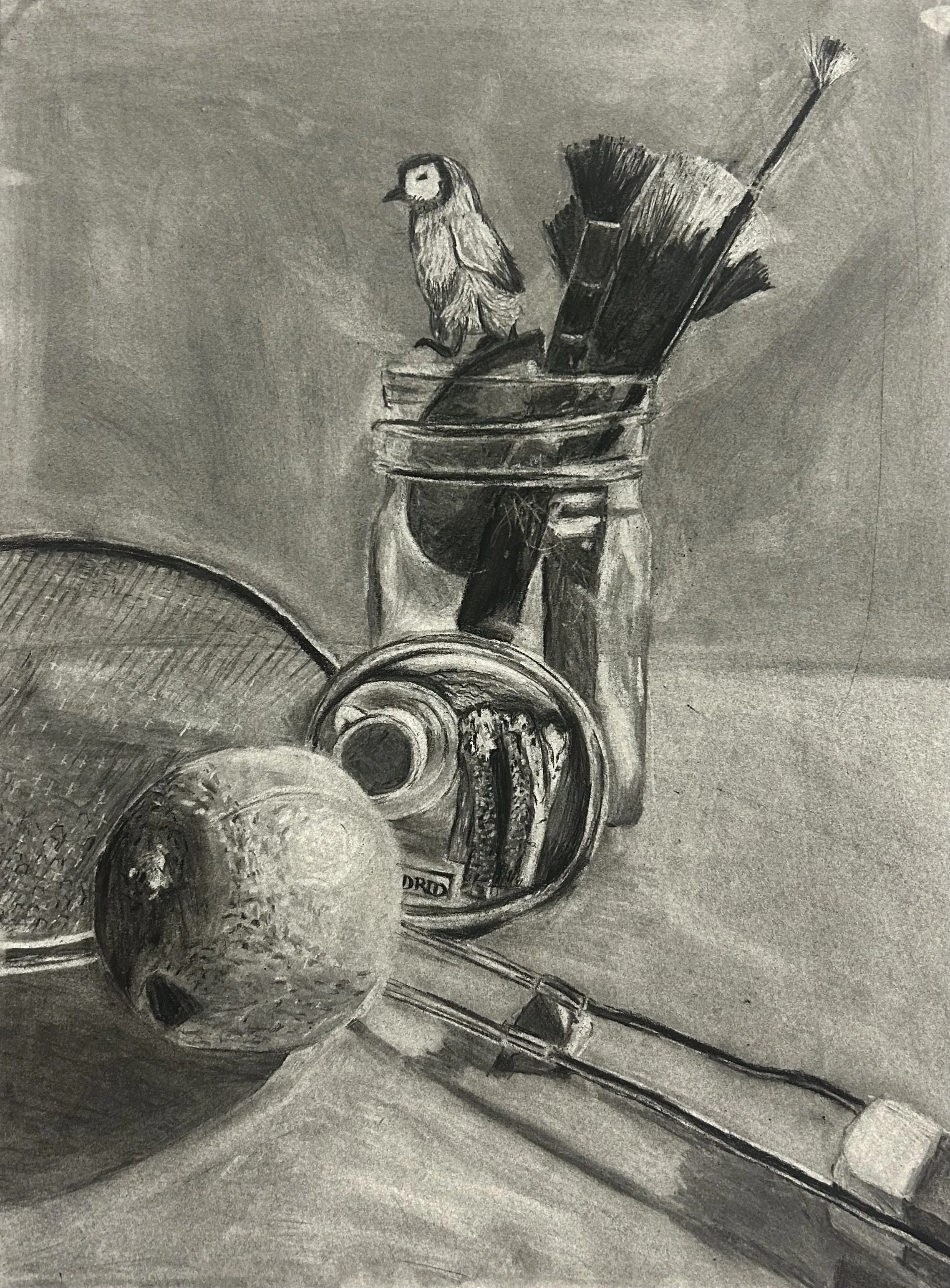 "Textured Mementos" - Charcoal Negation, 18 x 24 inches