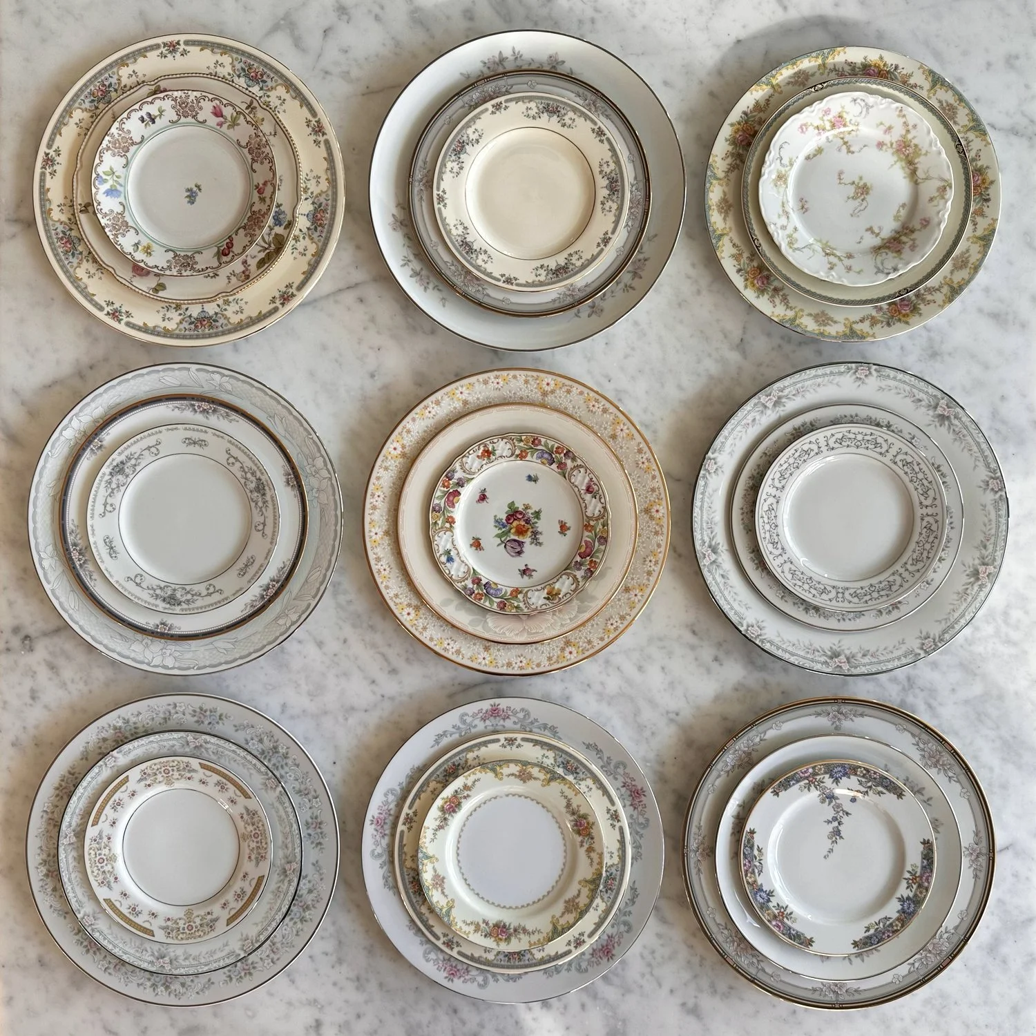 Wedding inspo: nature inspired floral vintage china collection. Sustainably sourced and rescued pieces.