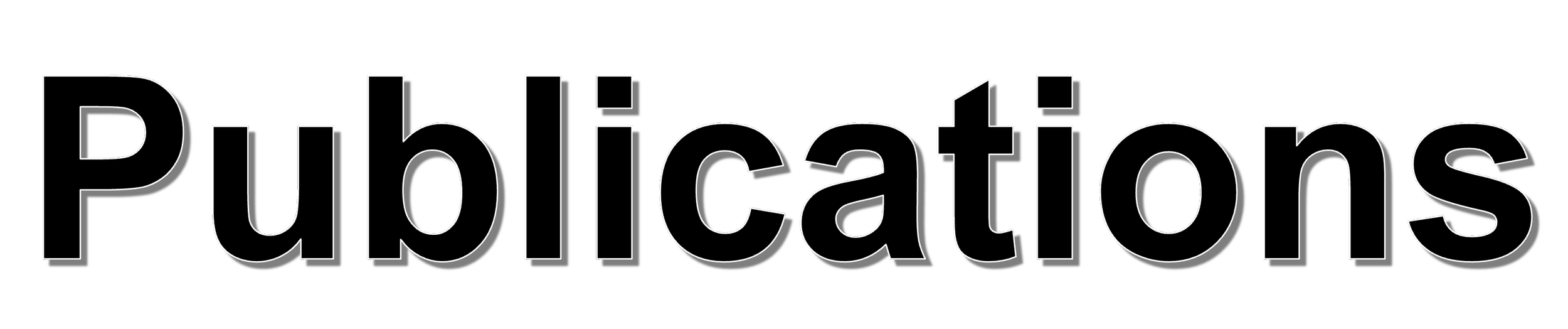 3D black, white, and gray text spelling 'Publications' with a shadow effect.