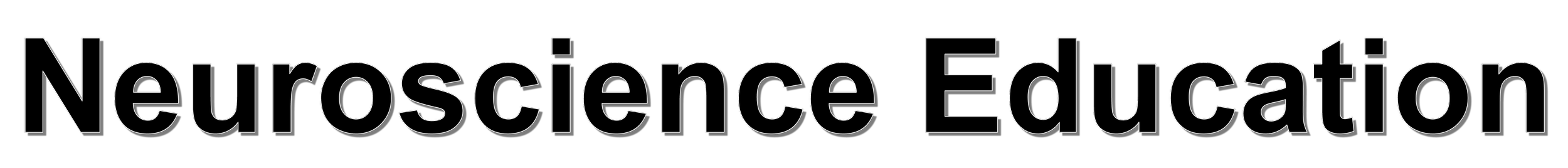 The words "Neuroscience Education" written in large outlined letters on a black background.