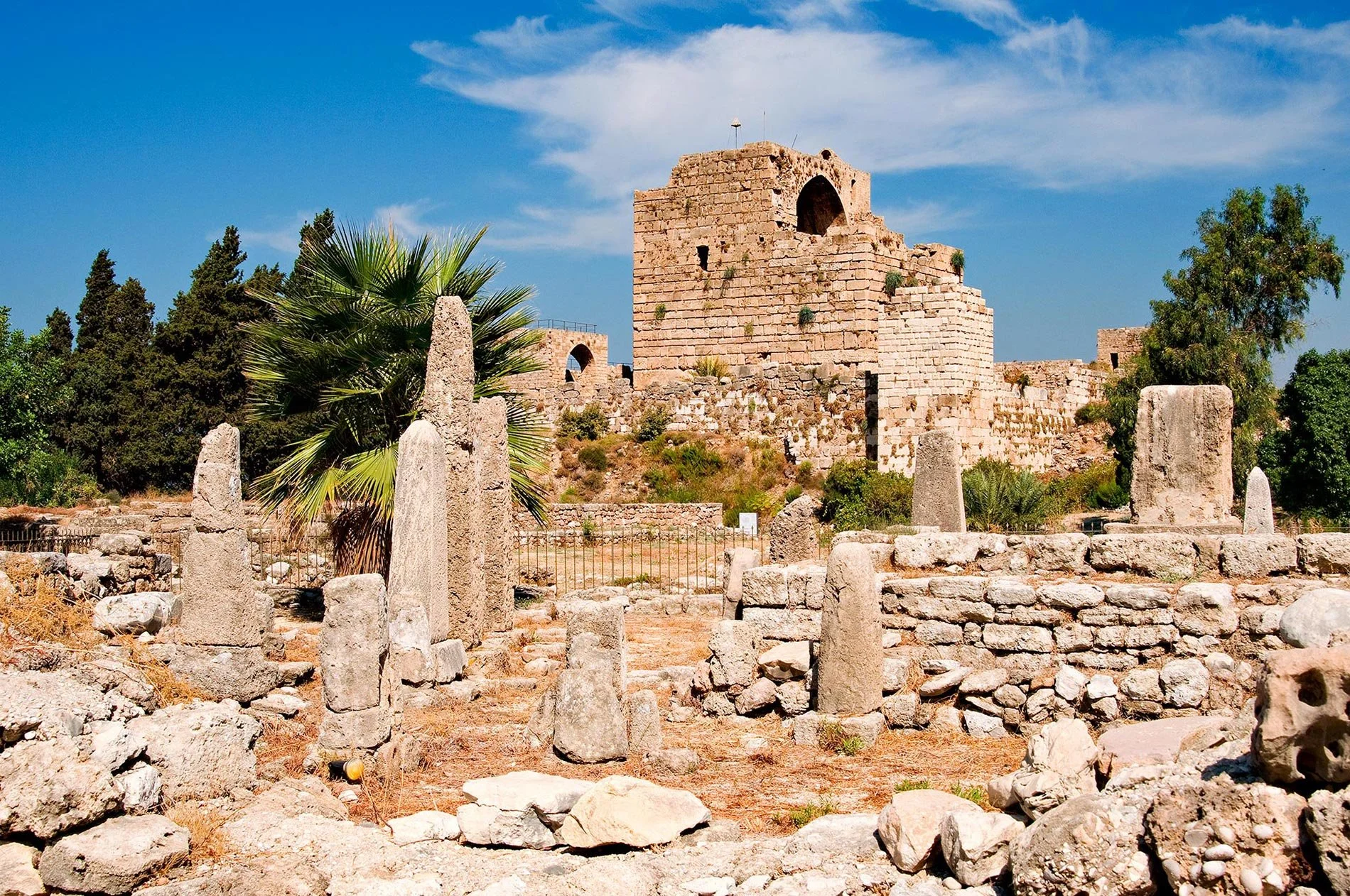 archaeological site of Byblos in Lebanon with ancient ruins and a Crusader castle illustrating layers of civilizations