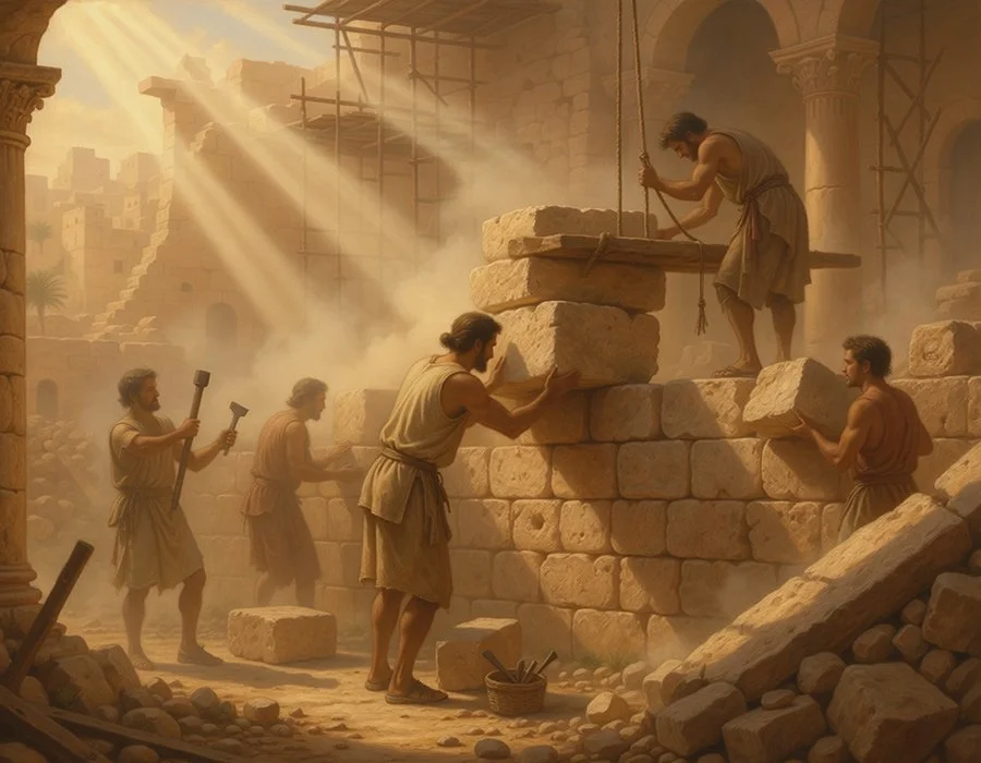 Construction en pierre dans la ville antique de Byblos illustrant les différentes civilisations à travers le temps