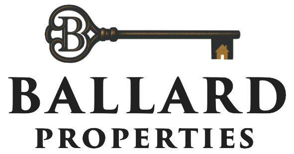 Logo with a vintage key and the text 'Ballard Properties' beneath it.