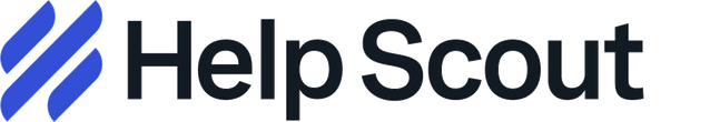 Help Scout logo with a blue icon of three diagonal lines and the words 'Help Scout' in black text.