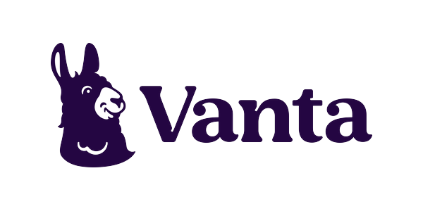A black background with a purple llama illustration and the word "Vanta" in purple text.