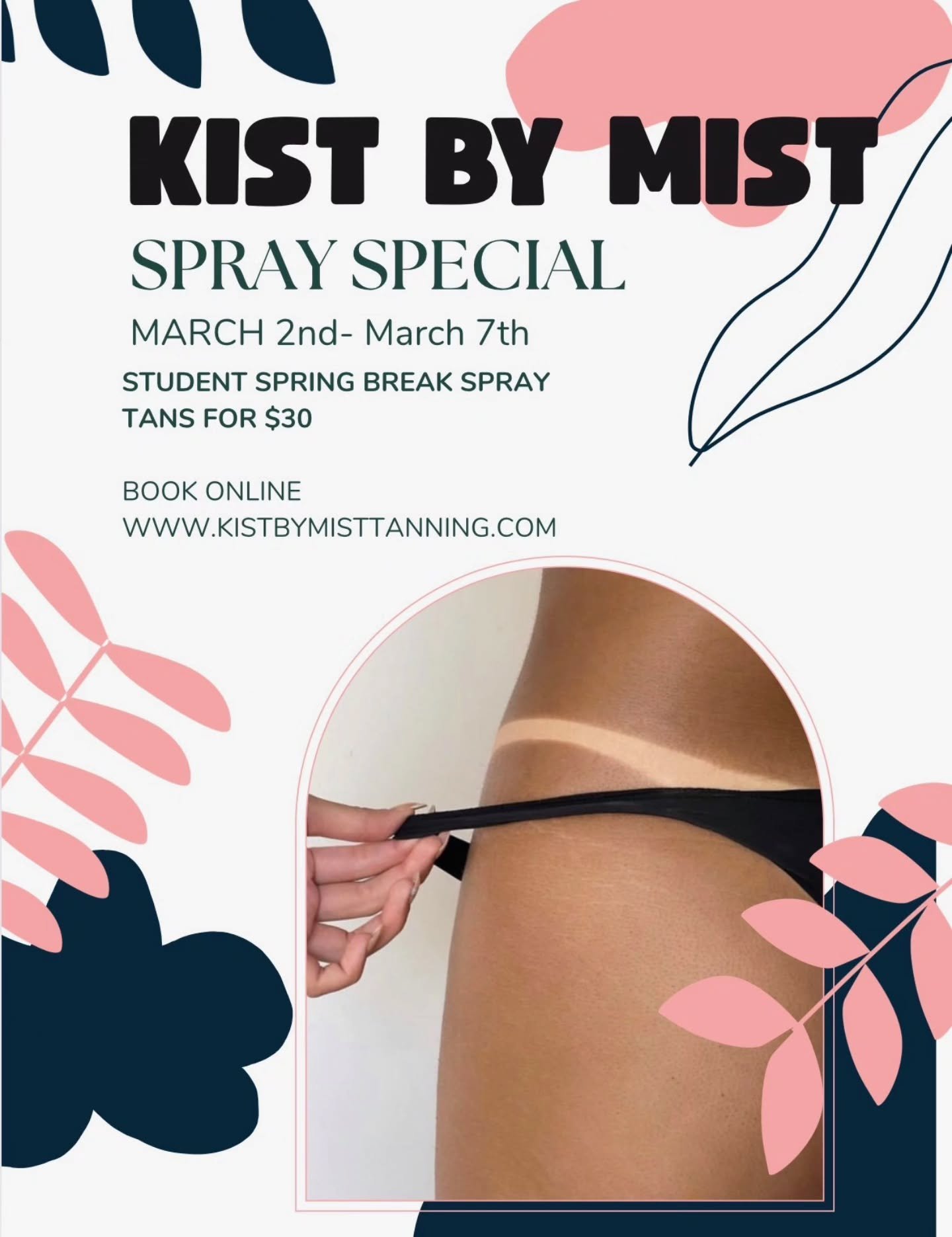 Spring Break = Tan First. Pack Later 😎

Students, this one&rsquo;s for YOU!

🔥 Spring Break Spray Tans &mdash; $30
📅 March 2&ndash;7 only

Skip the sun damage and show up glowing from day one.

Your vacation tan starts here 💛
Book online &rarr; w