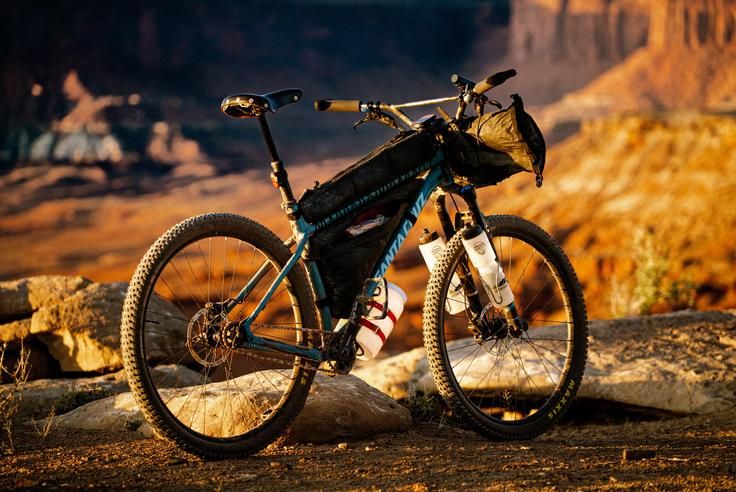 snata cruz chameleon with bikepacking gear