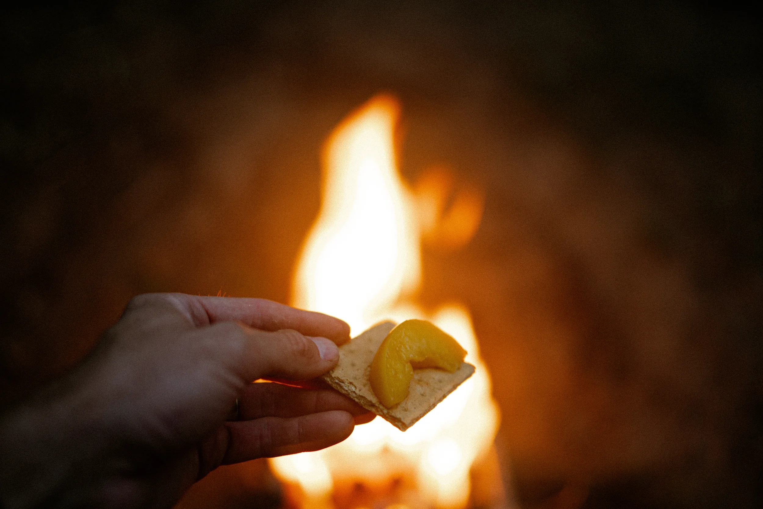 roasted peach on a graham cracker