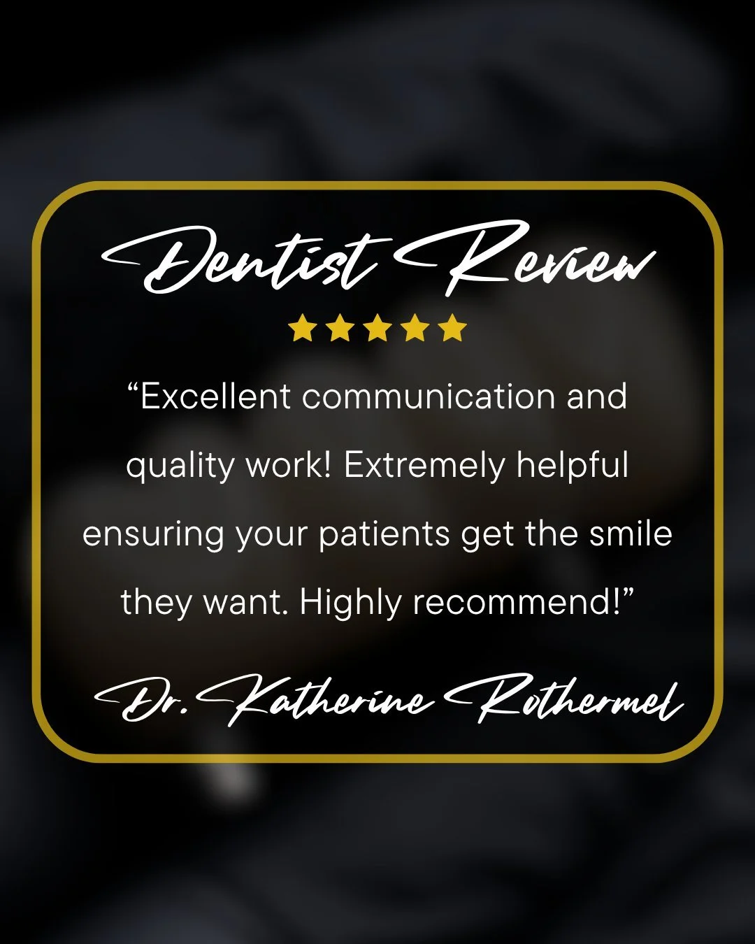 &ldquo;Excellent communication and quality work! Extremely helpful ensuring your patients get the smile they want. Highly recommend!&rdquo;

Thank you to Dr. Katherine Rothermel for the 5-star review and your trust in our team.

At LA Dental Implant 
