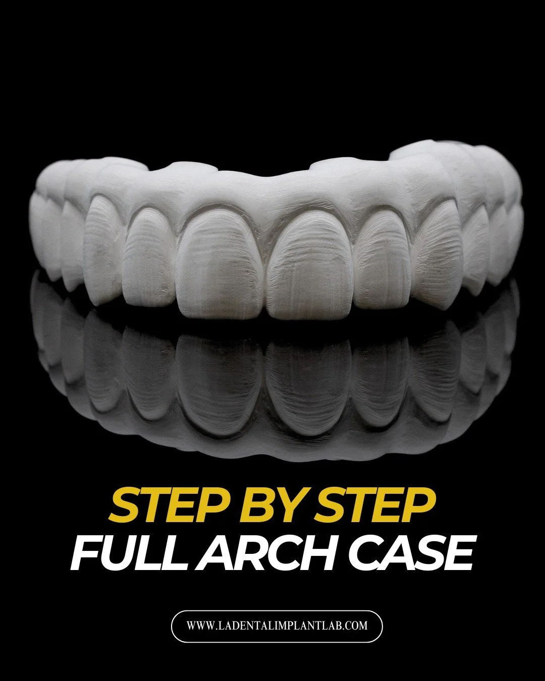 From green state to final characterization.

This full-arch zirconia case highlights the complete laboratory workflow:

&bull; Green state milling
&bull; Final sintering
&bull; Initial coloration
&bull; Hand staining and characterization

Each phase 