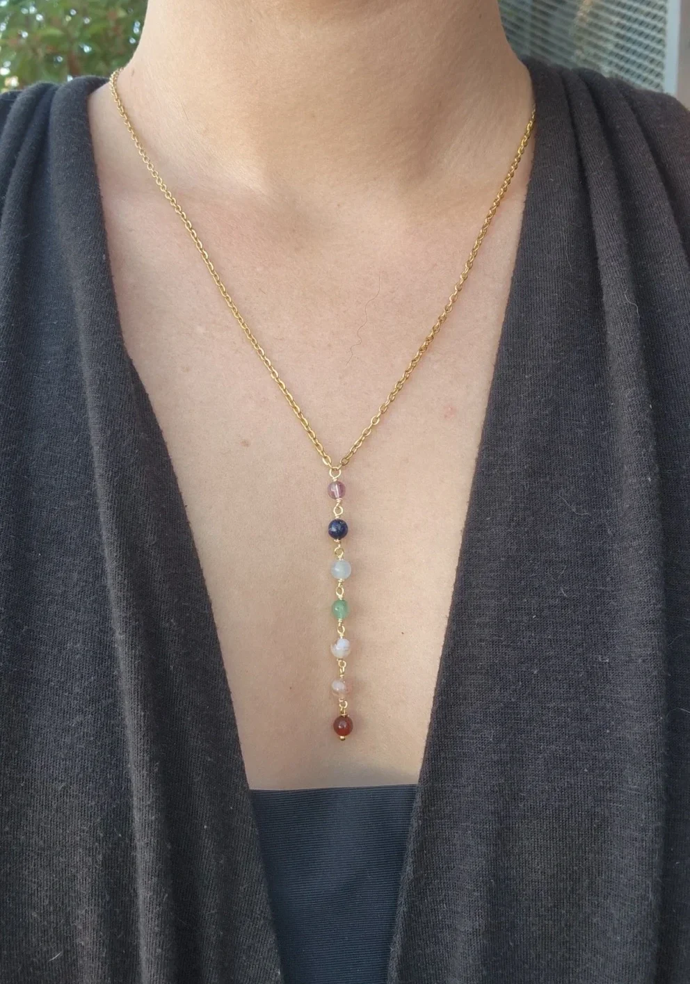Gemstone Chakra Drop Necklace