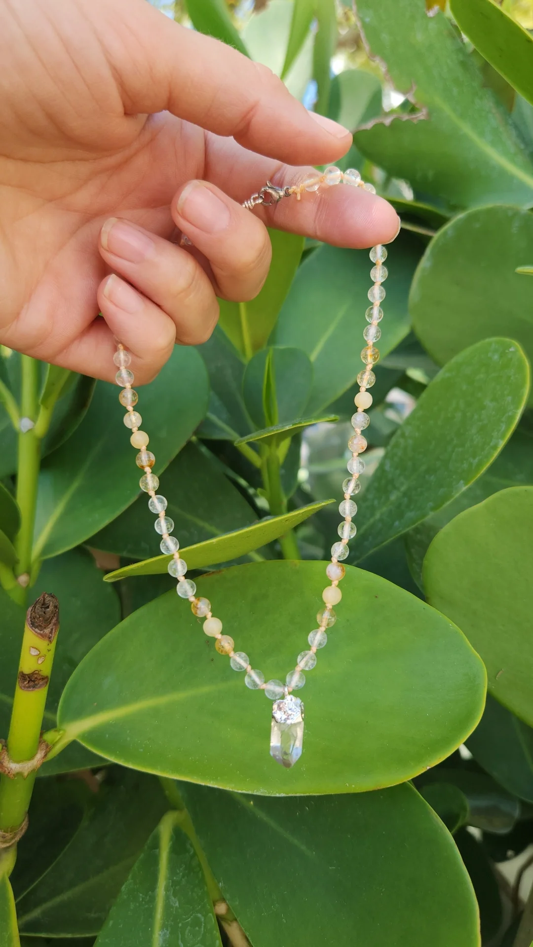 Crystal Quartz Mini Mala Choker with Honey Calcite & Citrine