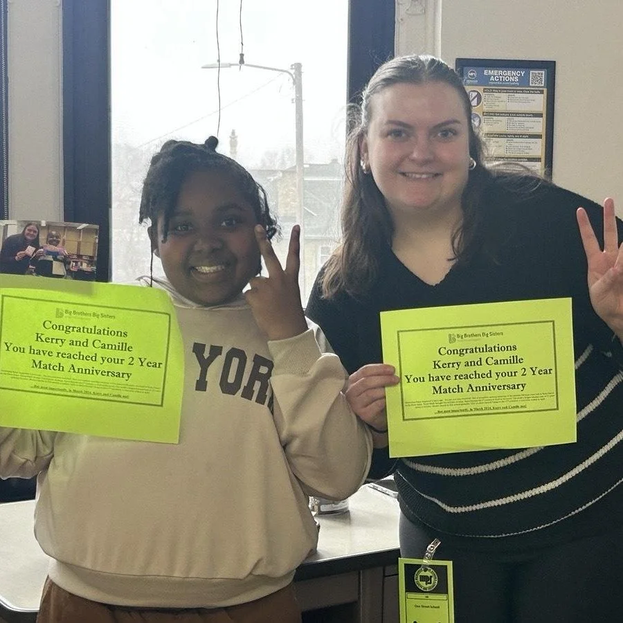 Match Monday!💚💫

Kerry and Camille have been matched in our School-Based program for over 2 years now and have been loving every minute of it. Whether it be dancing, making art, or playing board games, there's never a dull moment with this great ma