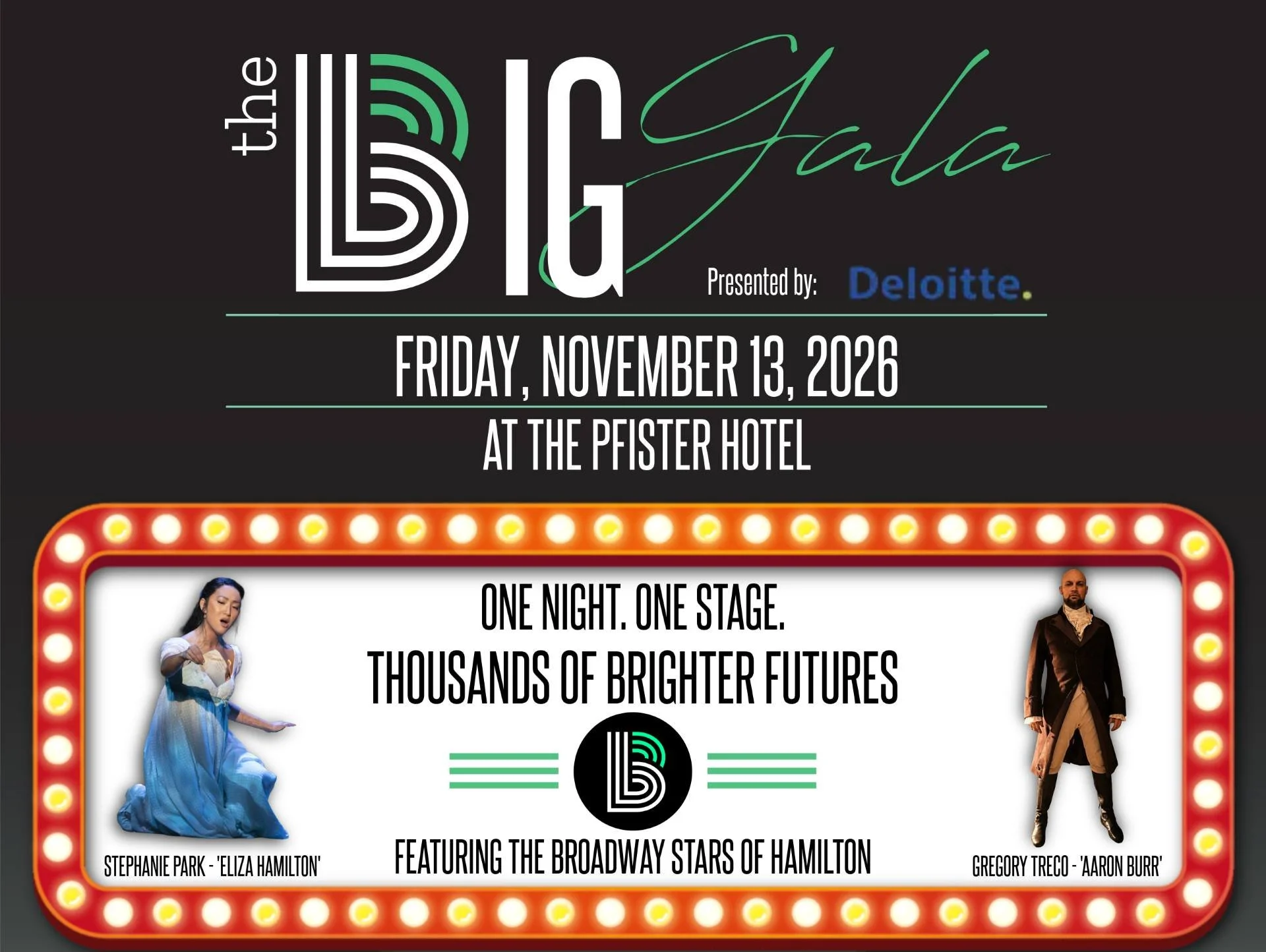 We invite you to join us at The BIG Gala: An unforgettable evening where Broadway meets purpose. 🎭🔦

🗓️ Friday November 13th

📍The Pfister Hotel, Milwaukee

✨Celebrate Community Impact
✨Support a Powerful Mission
✨An elegant evening featuring the
