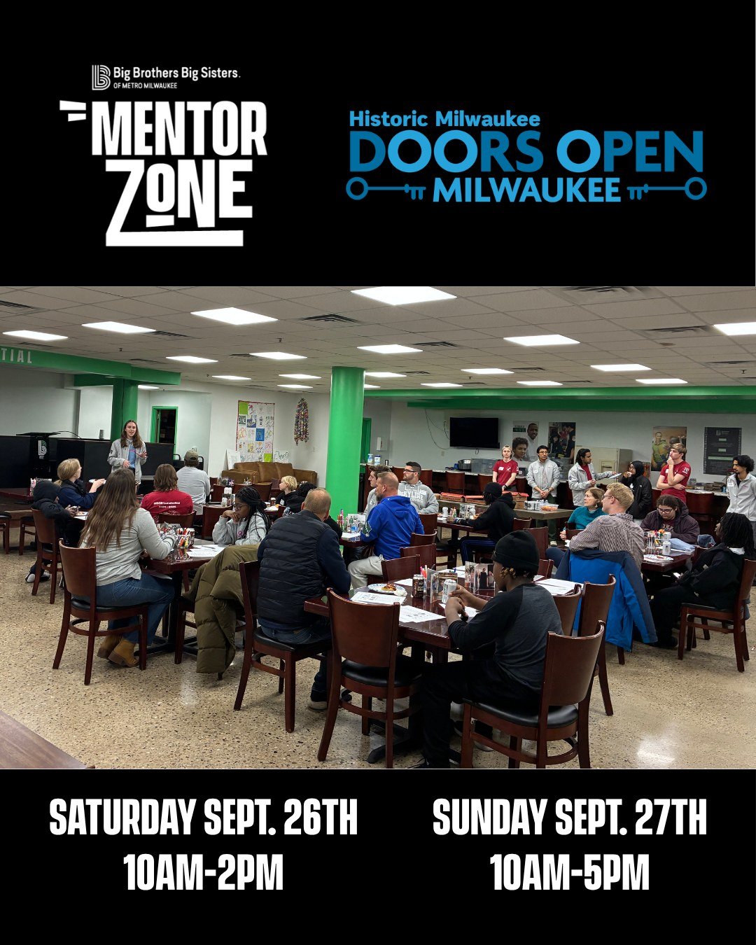 BBBS x @doorsopenmilwaukee! 💚💙

Our doors are open for you to visit MentorZone; a hub where matches and families come together to make connections and enjoy memorable experiences. Our doors are open Saturday from 10am-2pm and Sunday from 10am-5pm!?