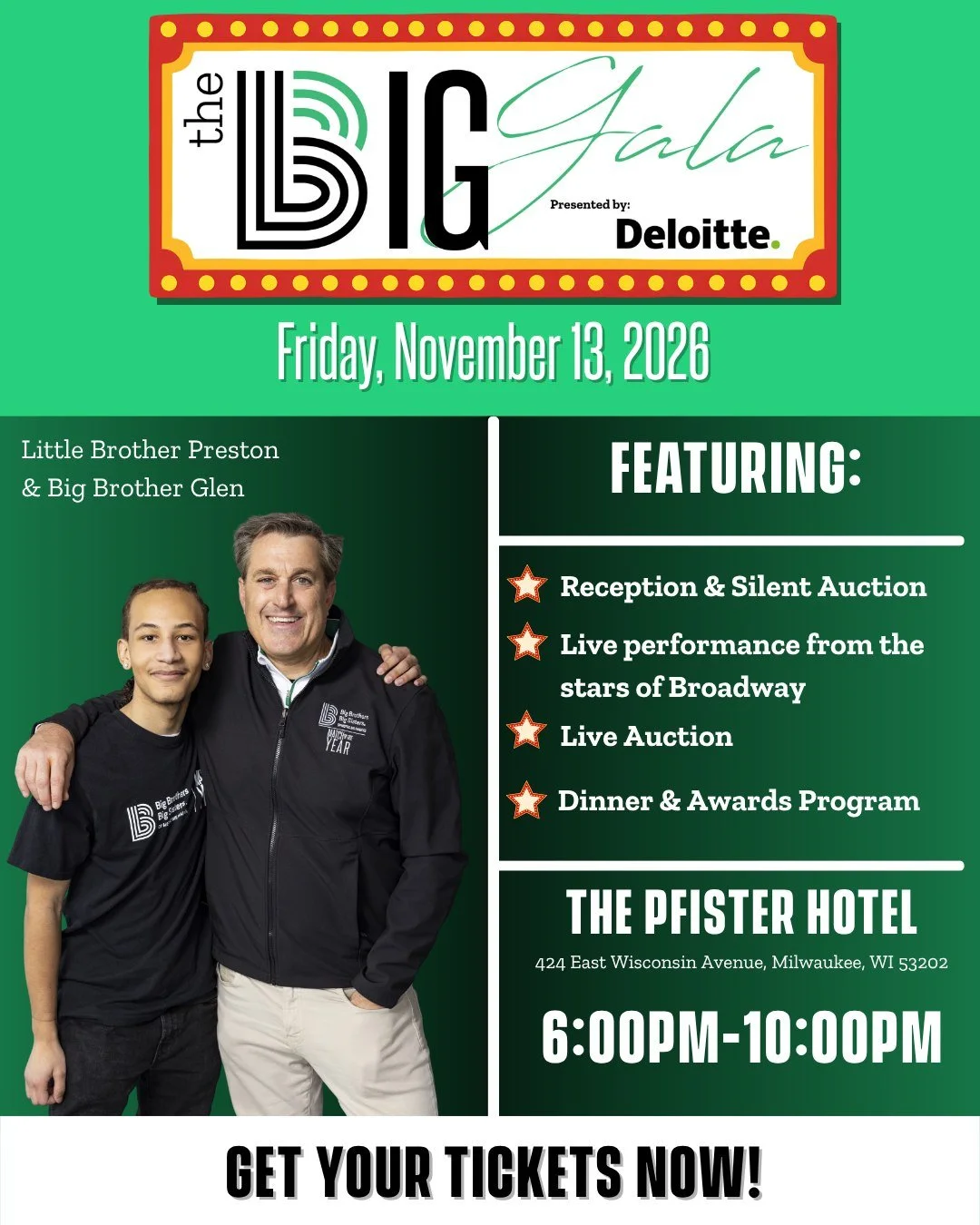 So much fun to be had at this year's BIG Gala! 💚💫

- A Live performance from @stephanieslaypark &amp; @treco27 🎭
- A Silent Auction &amp; reception 🛍️
- Live auction &amp; awards 🏅
- Delicious food &amp; beverage 🍷

So get your tickets now befo