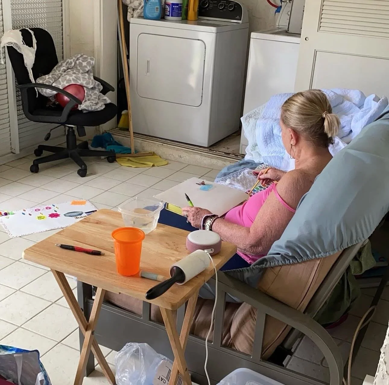 This is a picture of my grandma coloring.
As she got older, she stopped coloring so much, so this was probably one of the last times she was actually really enjoying it.

She was so creative. She loved word puzzles, she loved coloring, and she loved 