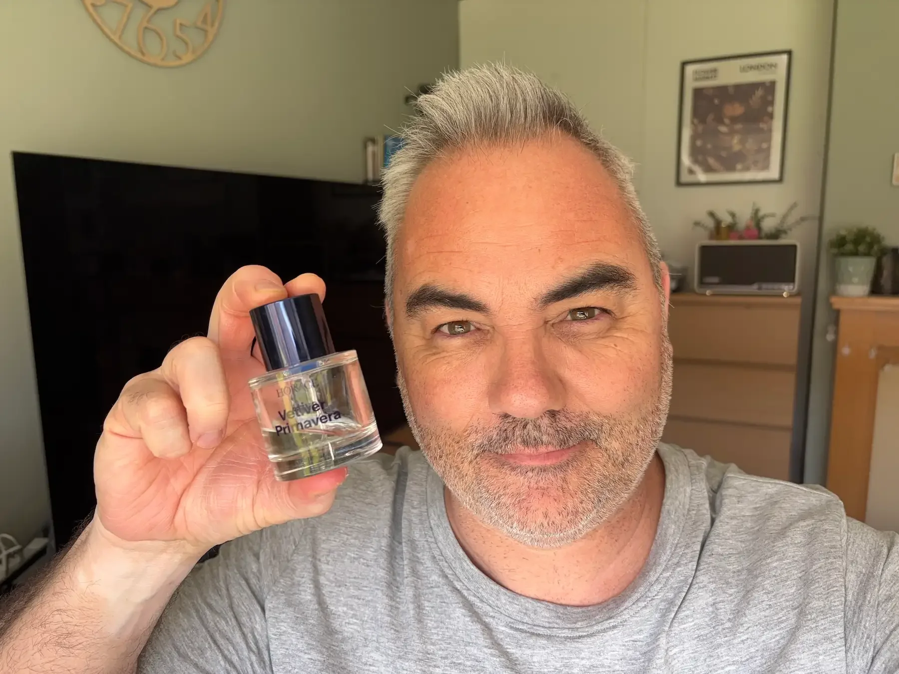 Jerome holding Horace Vetiver Primavera eau de parfum