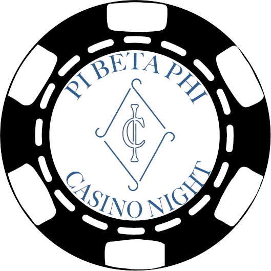 Casino chip featuring the Pi Beta Phi sorority emblem and the words "Casino Night".