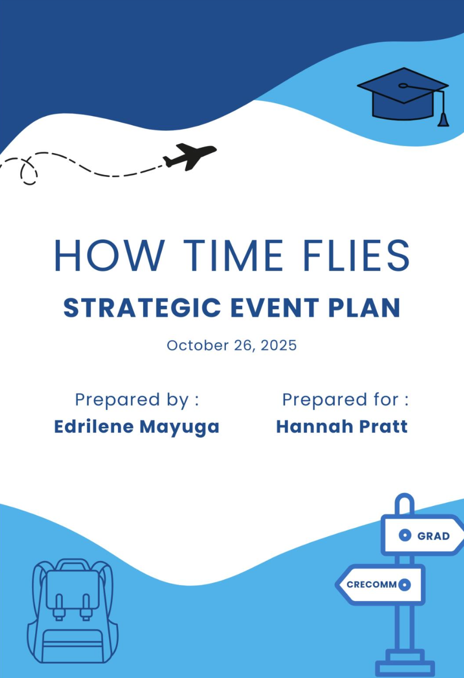 Cover page for strategic event plan