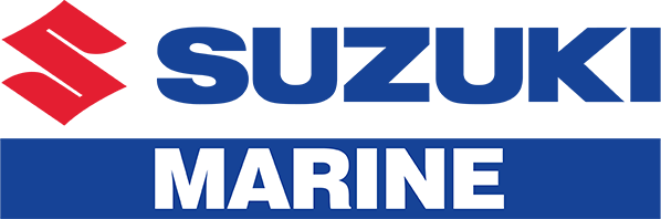 Suzuki Marine logo with a red stylized 'S' and blue text on a black background.
