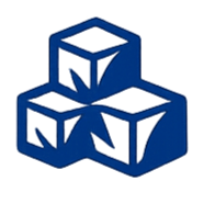 Line drawing of three stacked toy blocks, outlined in blue.