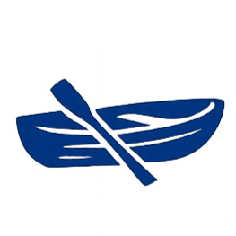 Blue kayak with paddle on water