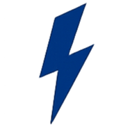 A stylized dark blue lightning bolt icon
