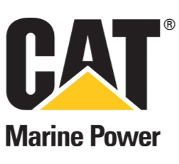 Caterpillar Marine Power logo with black text and a yellow triangle beneath the letter A.
