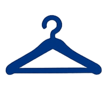 Blue coat hanger with a chocolate bar in the shape of a question mark