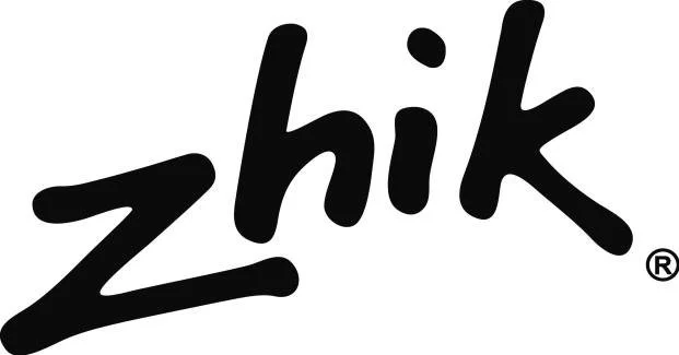Logo with the word 'zhik' in black stylized font.