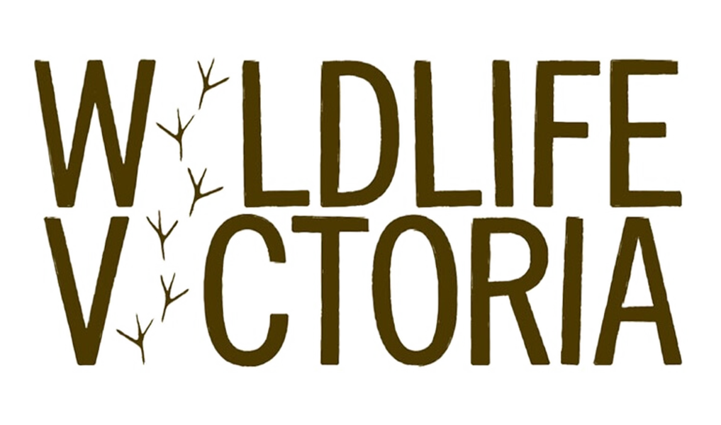 Text reads 'WILDLIFE VICTORIA' with simple branch illustrations surrounding the word 'WILDLIFE'.