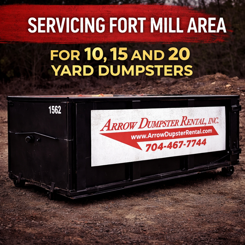 Dumpster rental in Fort Mill SC with 10, 15, and 20 yard roll-off dumpsters for homes and job sites