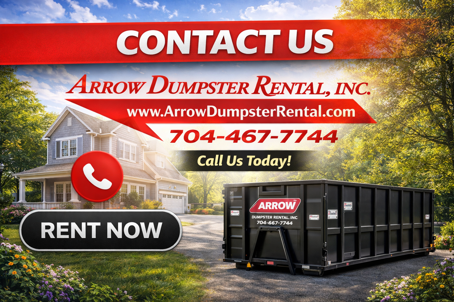 25 years of dumpster rental experience in Charlotte NC providing reliable and affordable roll-off dumpster services. Call today at 704-467-7744.