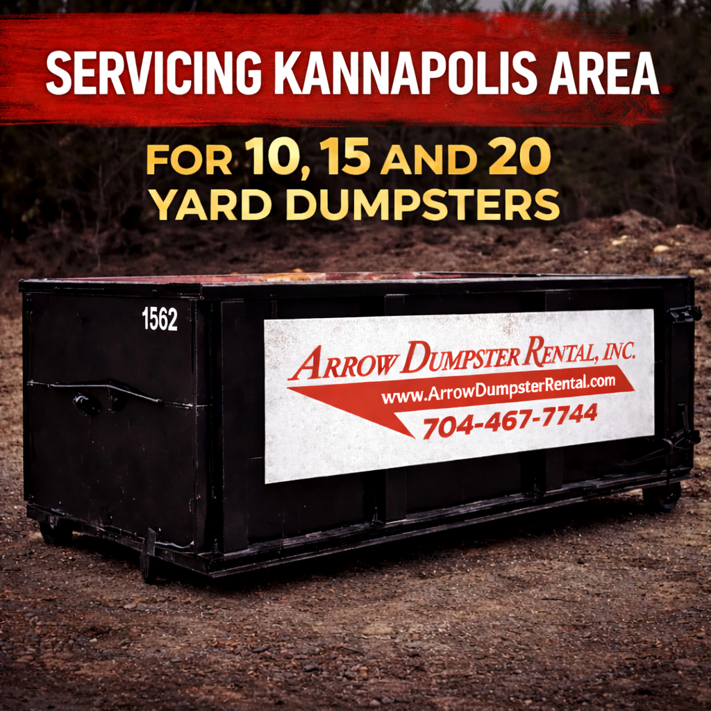 Affordable dumpster rental in Kannapolis NC. 10, 15, and 20 yard dumpsters for cleanouts, construction, and junk removal. Call for fast service.