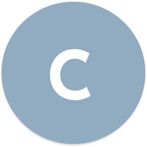 Gray circular button with a white letter 'C' in the center.