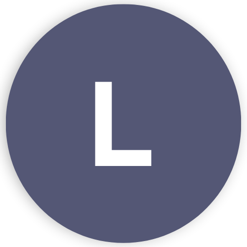 Letter L inside a gray circle.