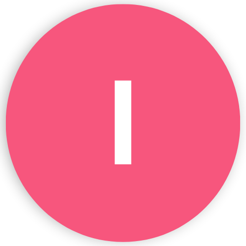 Pink circle with a white vertical line in the center.